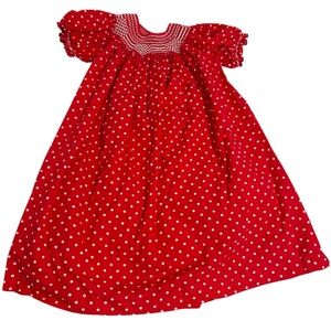Mom&Me little girl’s smocked pearl and polka dot dress size 4